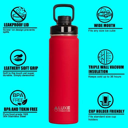 22oz Triple Insulated Stainless Steel Sport Bottle - Jalapeño Red