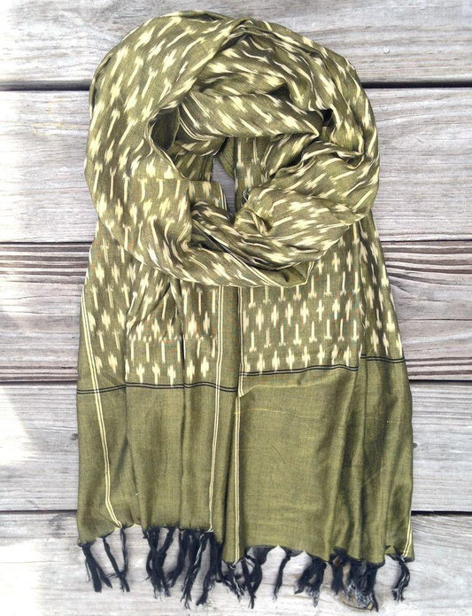 Classic Olive Ikat Scarf