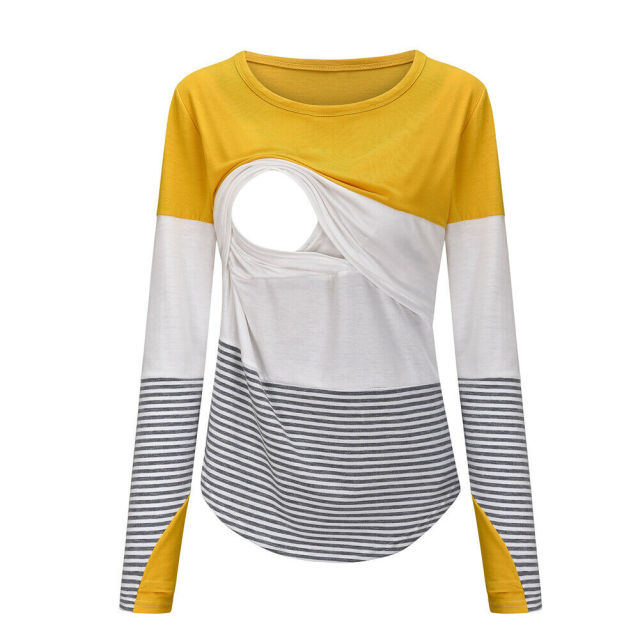 Casual Striped Women Long Sleeve Maternity Top