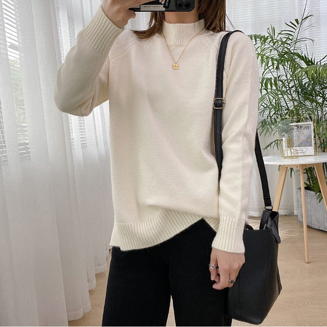 Women's Mock Neck Pullover Sweater (various colors)