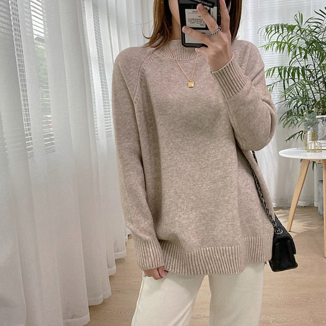 Women's Mock Neck Pullover Sweater (various colors)