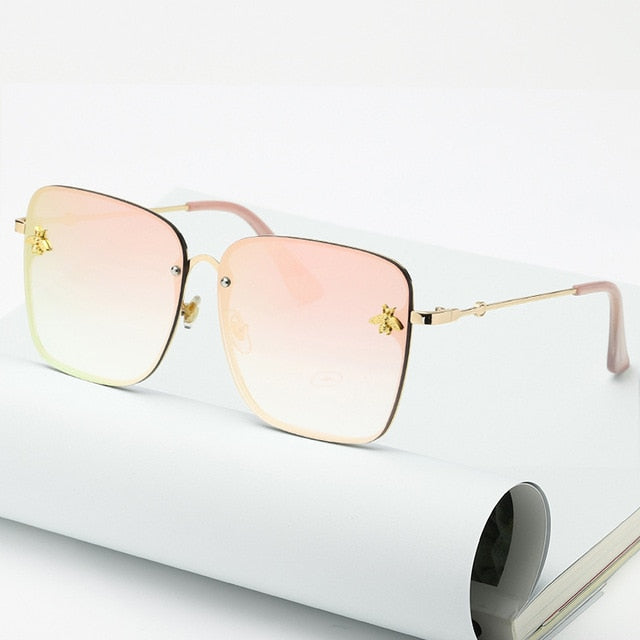 Oversized Rimless Square Sunglasses