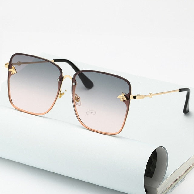 Oversized Rimless Square Sunglasses