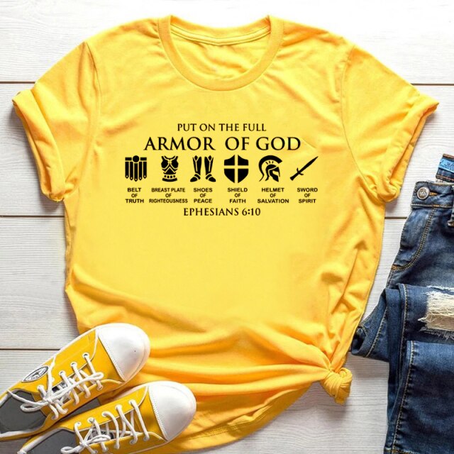 ''Put on The Full Armor of God'' T-Shirt for Women Ephesians (various colors)