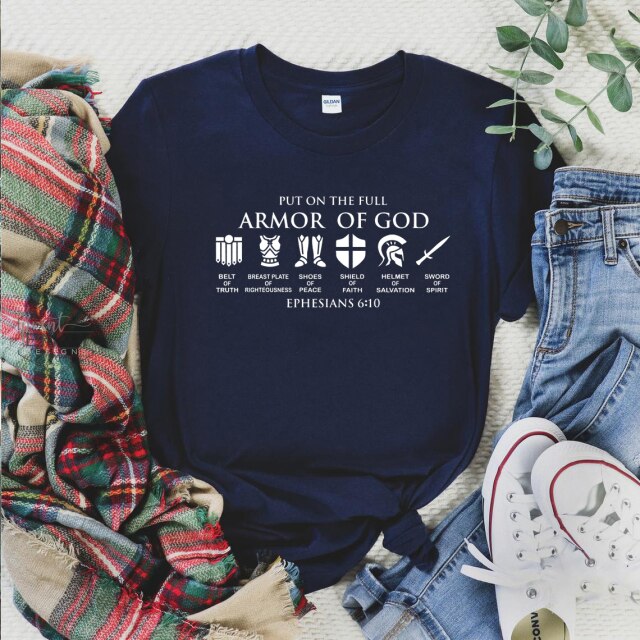 ''Put on The Full Armor of God'' T-Shirt for Women Ephesians (various colors)