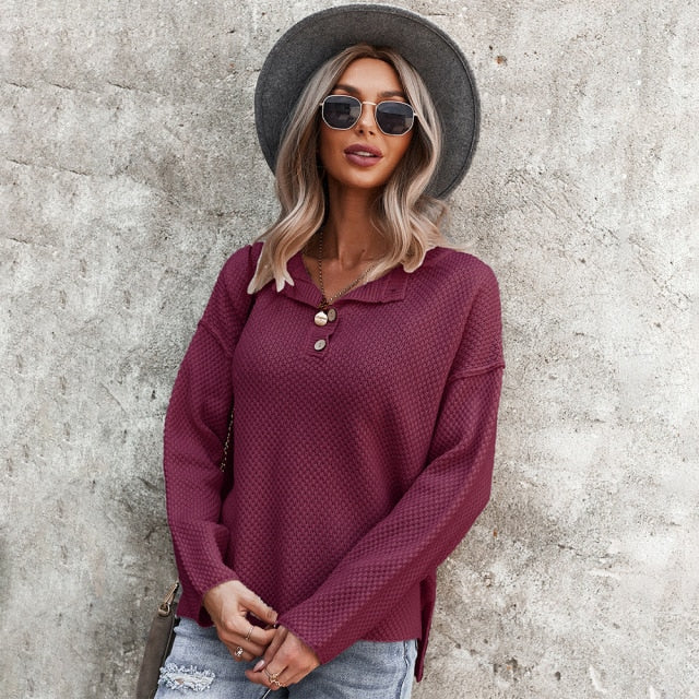 Winter Long Sleeve V Neck Warm Sweater (comes in various colors)