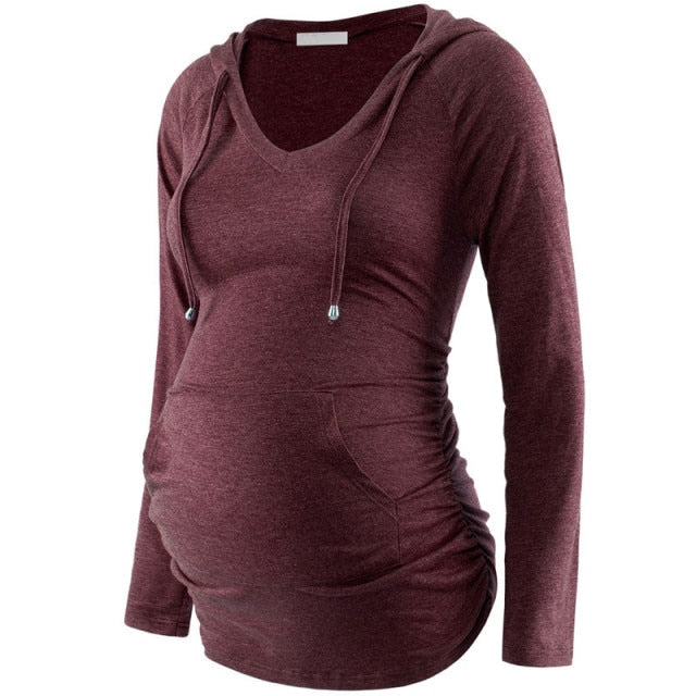 Mommy Maternity Hoodie Long Sleeve Casual Sweatshirts (featuring Kangaroo Pocket)